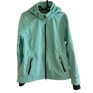 Free Country womens L teal coat w/ removable hood